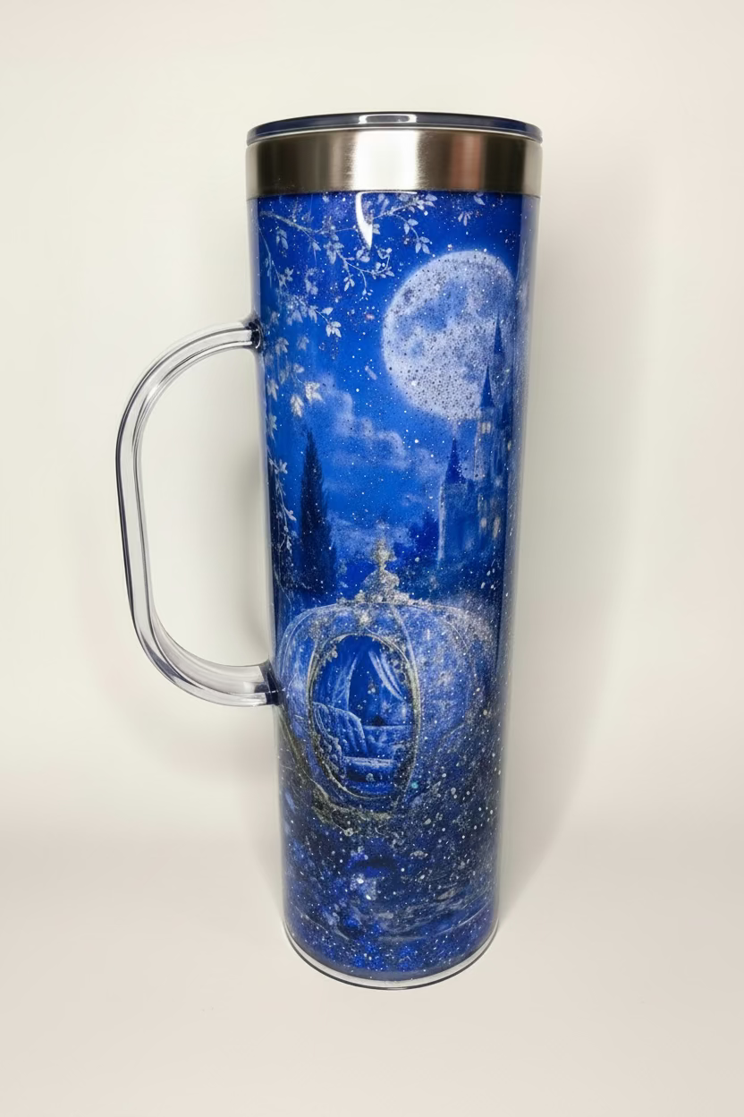 Cinderella inspired stainless steel snow globe tumbler/20oz. ready to ship #18