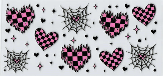 Checkered Heart Spiderweb Tumbler Wrap #405