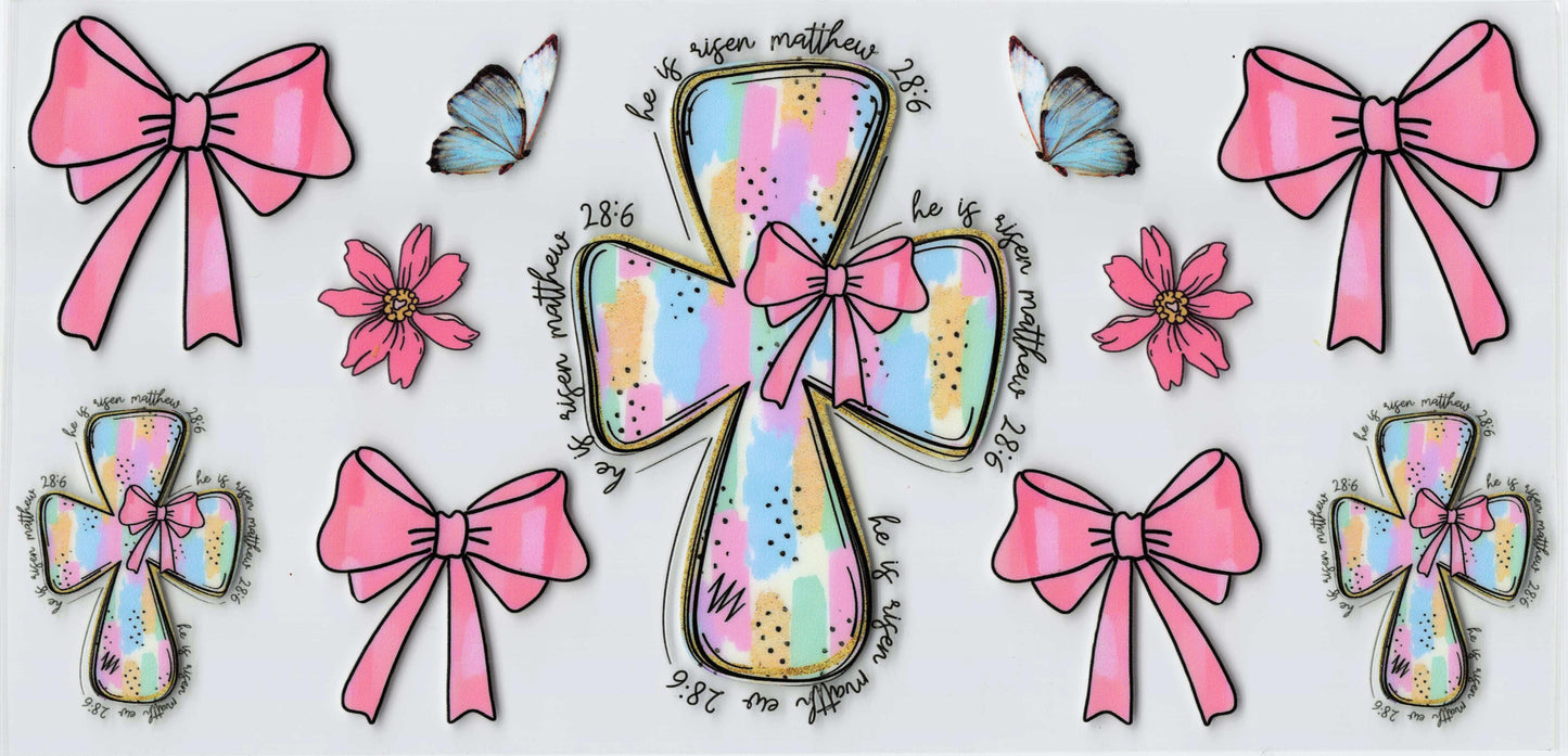 Cross and Bow Tumbler Wrap #396
