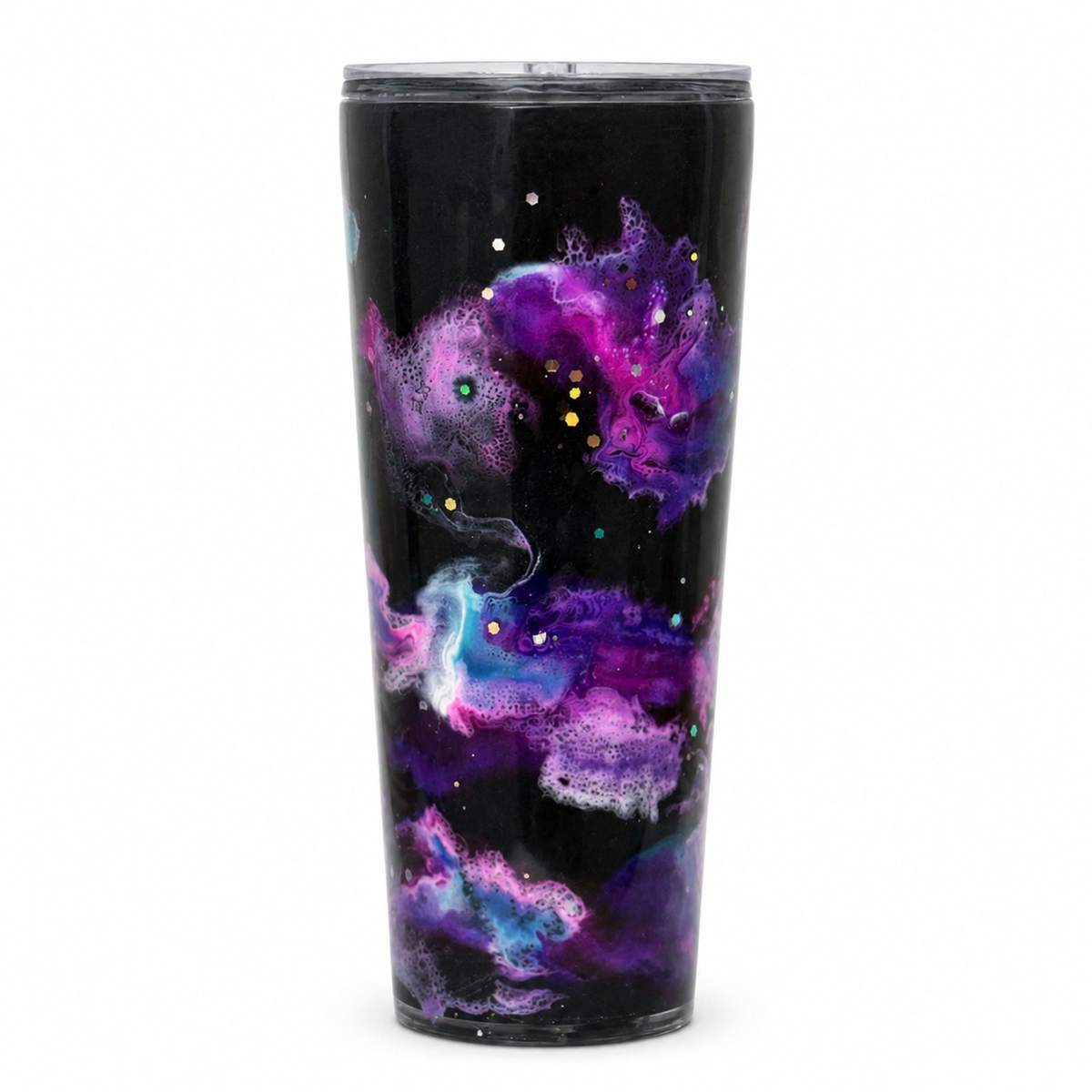 Galaxy Waterfall Tumbler / acrylic with epoxy overlay / Ready To Ship