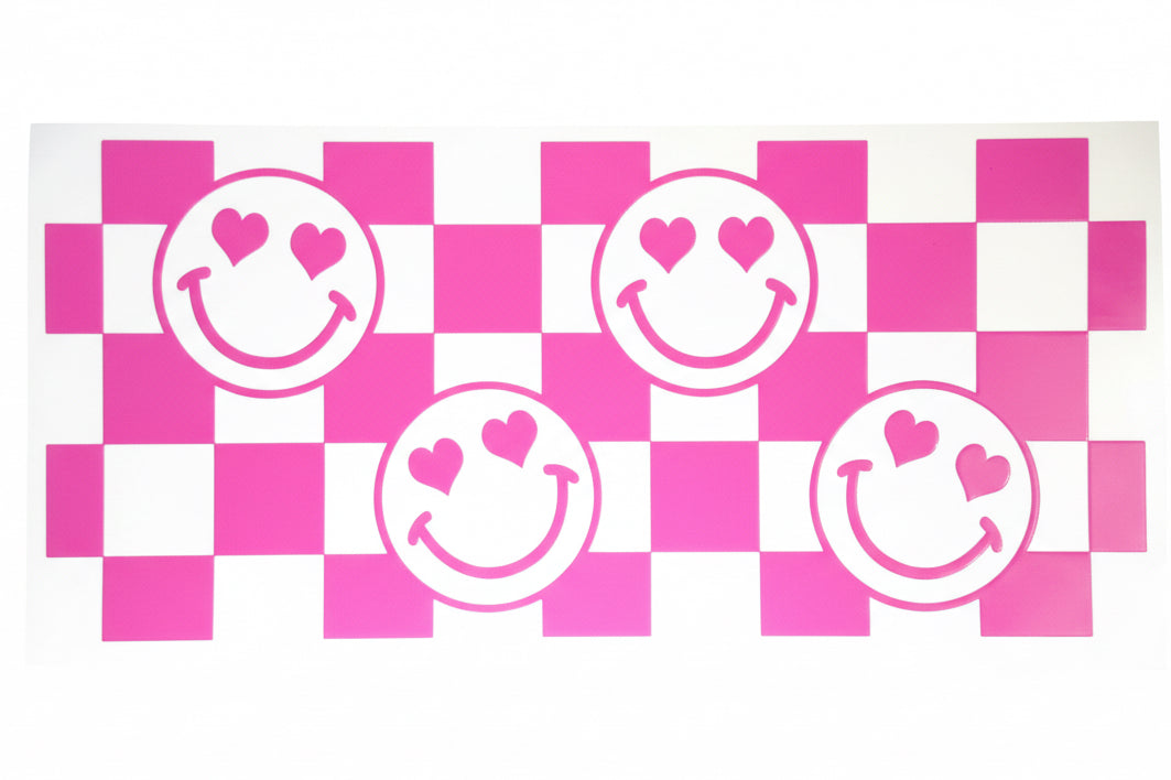 Pink checkered smiley face Tumbler Wrap #280