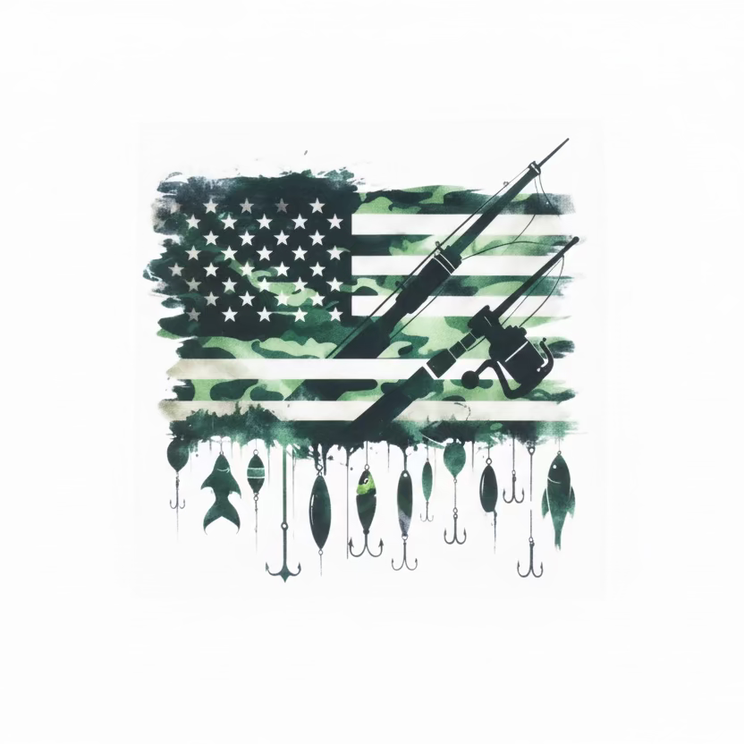 Fishing/Flag decal / Tumbler Wrap #342