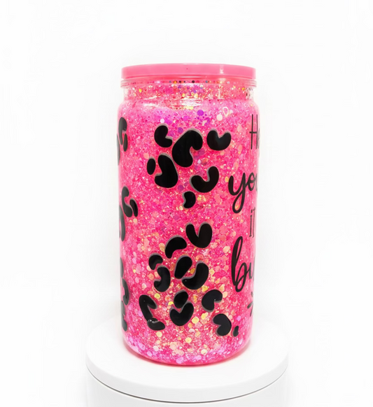 Hot Pink leopard print 16 oz acrylic / Ready To Ship #3