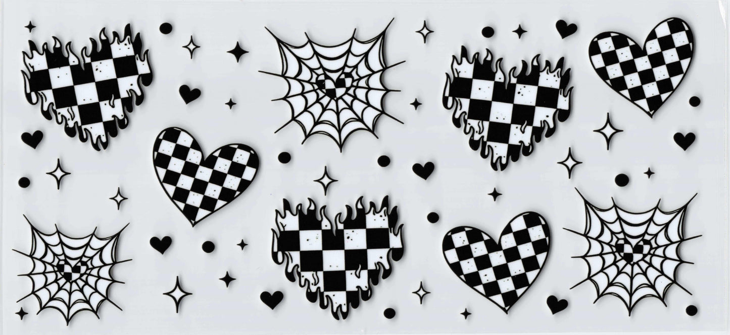 Checkered Heart Spiderweb Tumbler Wrap #405