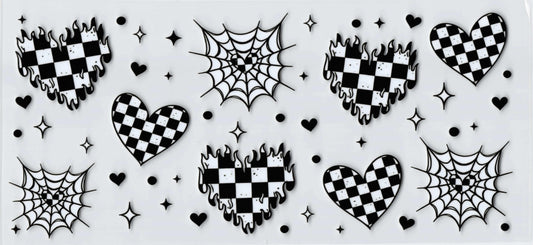 Checkered Heart Spiderweb Tumbler Wrap #405