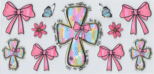 Cross and Bow Tumbler Wrap #396