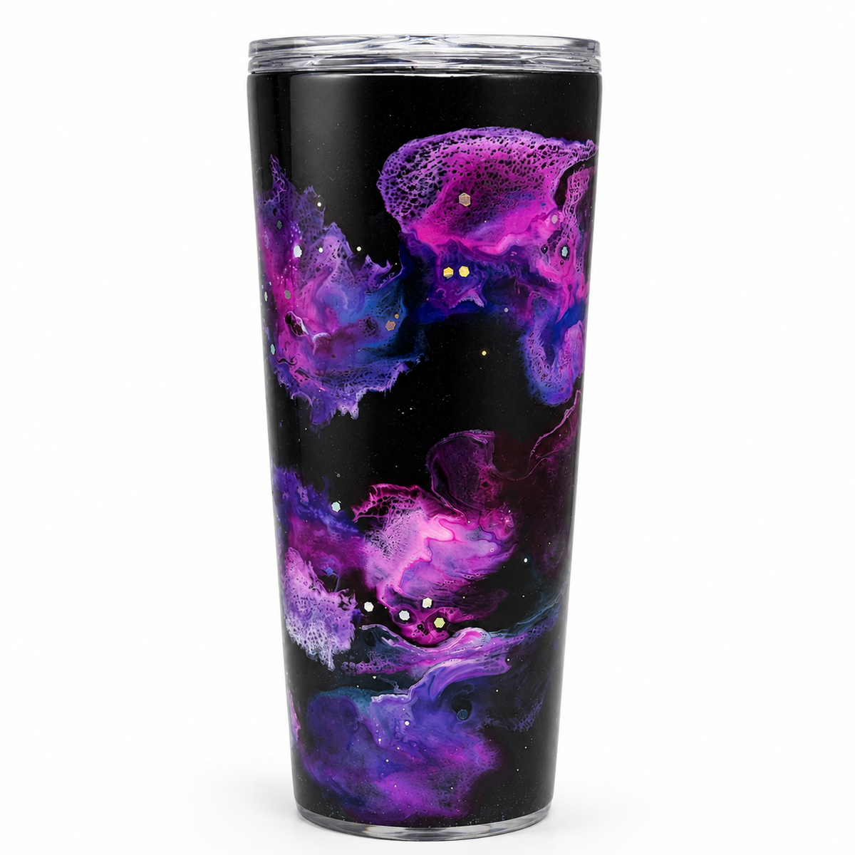 Galaxy Waterfall Tumbler / acrylic with epoxy overlay / Ready To Ship