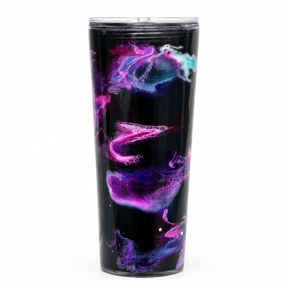 Galaxy Waterfall Tumbler / acrylic with epoxy overlay / Ready To Ship