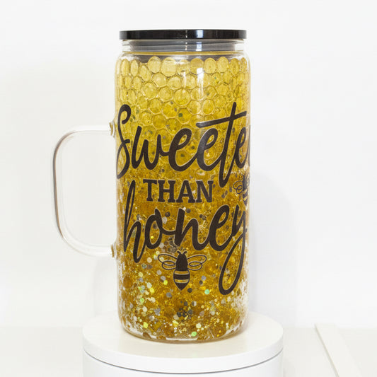 Sweeter than honey Tumbler 20oz glass with handle/Ready To Ship #14