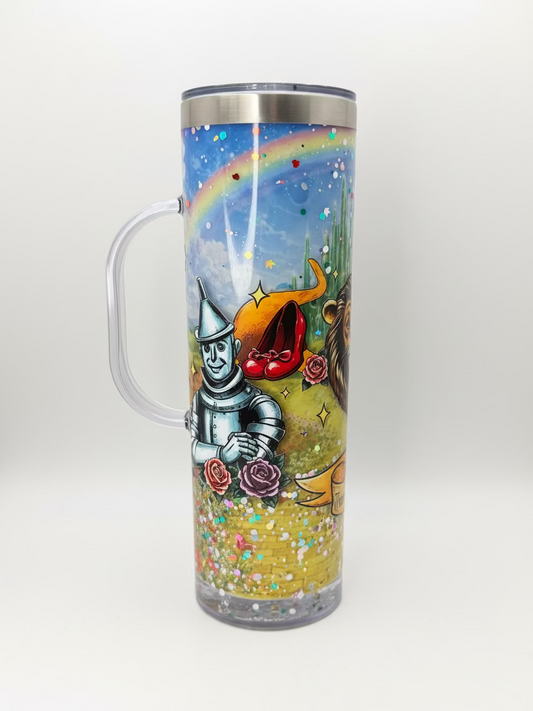 Yellow Brick Rd  Stainless Steel Snow Globe Tumbler with handle 20oz. / Ready To Ship #2