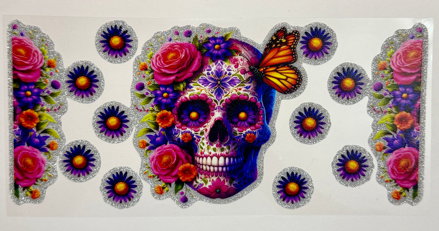 Floral Skeleton Glitter Tumbler Wrap #232