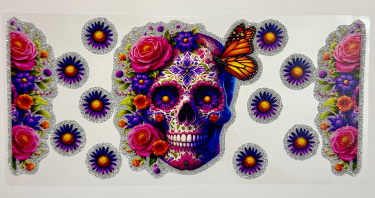 Floral Skeleton Glitter Tumbler Wrap #232