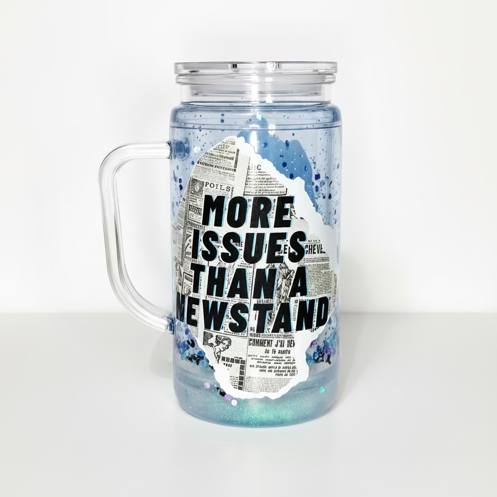 More issues than a news stand Snow Globe Tumbler with handle 16oz. / Ready To Ship #2