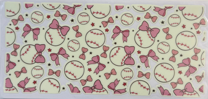 Baseball & Bows (Glow) Tumbler Wrap #134
