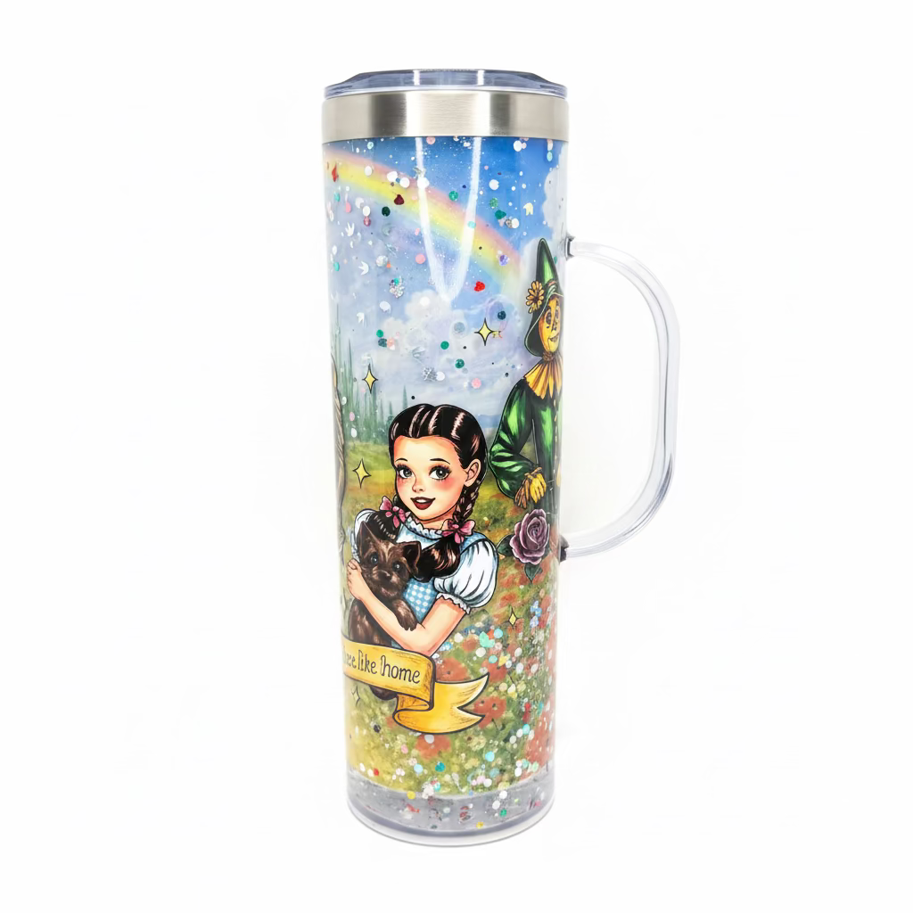 Yellow Brick Rd  Stainless Steel Snow Globe Tumbler with handle 20oz. / Ready To Ship #2