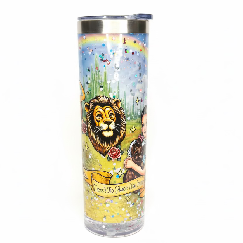 Yellow Brick Rd  Stainless Steel Snow Globe Tumbler with handle 20oz. / Ready To Ship #2