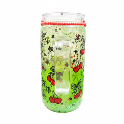 Cherry lime green lava 16 oz with handle / Ready To Ship #22