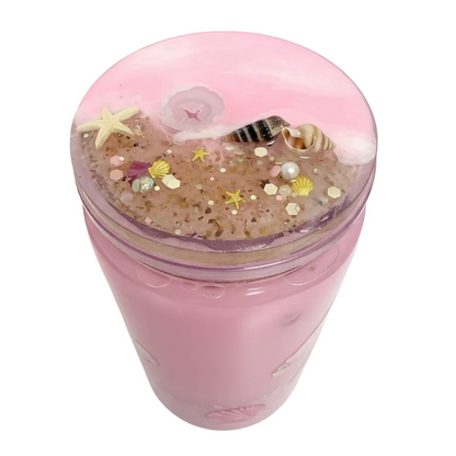 Pink Ocean & sea turtle wrap with decorated lid 16 oz acrylic / Ready To Ship #1