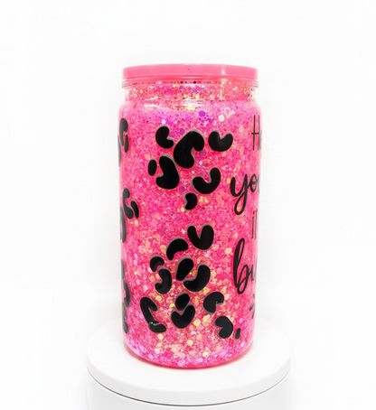 Hot Pink leopard print 16 oz acrylic / Ready To Ship #3
