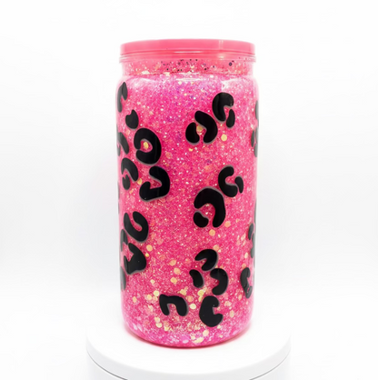 Hot Pink leopard print 16 oz acrylic / Ready To Ship #3