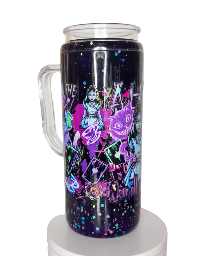 Dark Alice in Wonderland Lava Tumbler 20 oz acrylic with handle/ Ready To Ship #8
