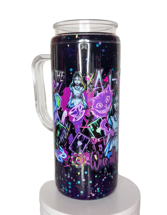 Dark Alice in Wonderland Lava Tumbler 20 oz acrylic with handle/ Ready To Ship #8
