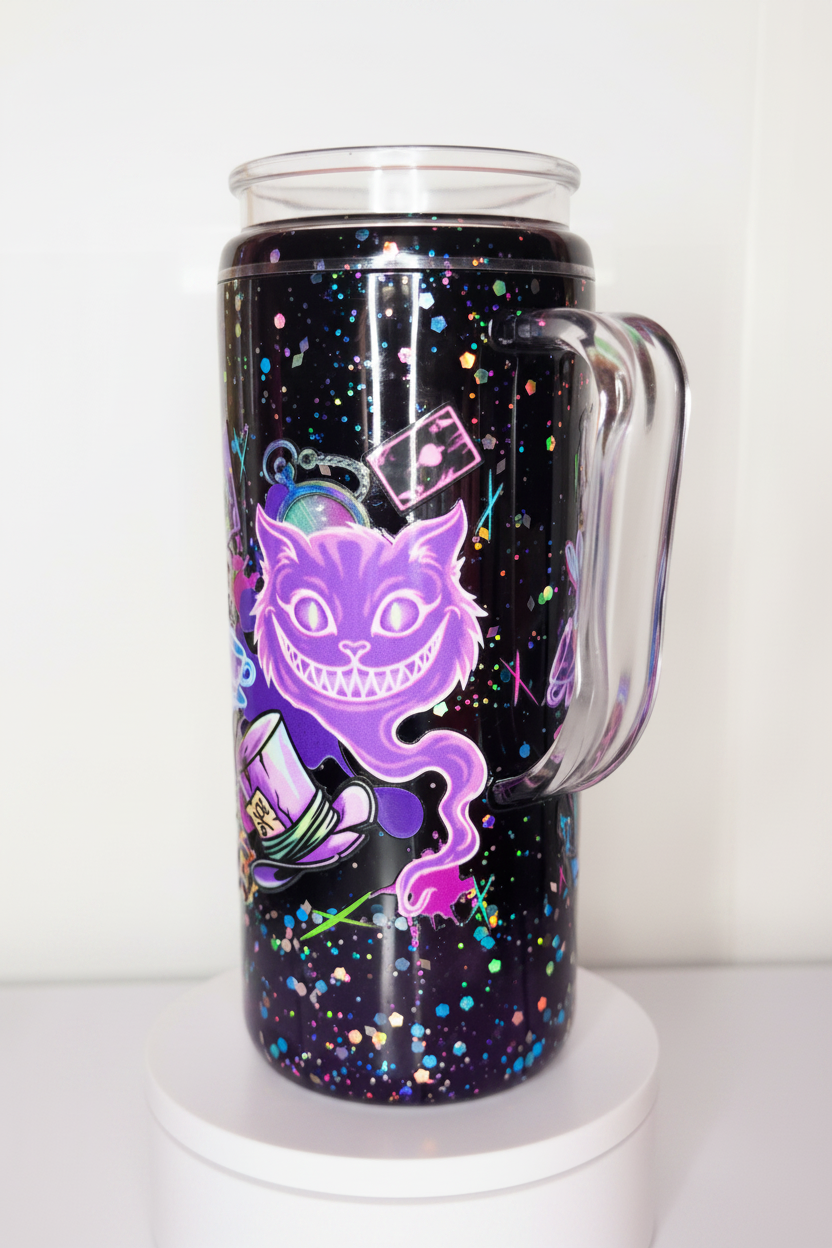 Dark Alice in Wonderland Lava Tumbler 20 oz acrylic with handle/ Ready To Ship #8