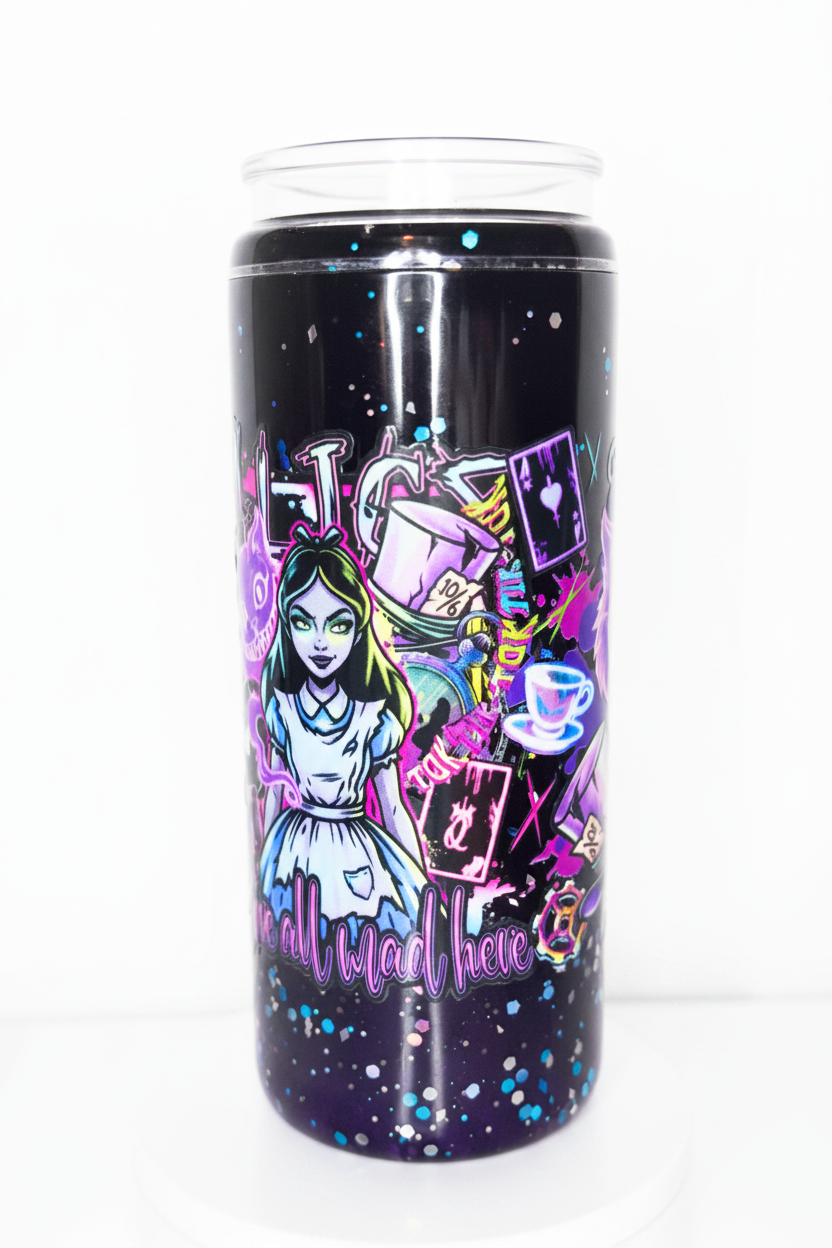 Dark Alice in Wonderland Lava Tumbler 20 oz acrylic with handle/ Ready To Ship #8