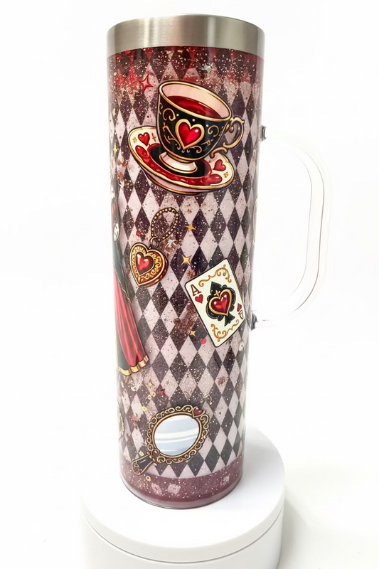 Queen of Hearts Stainless Steel  Snow Globe Tumbler 20oz. / Ready To Ship #12