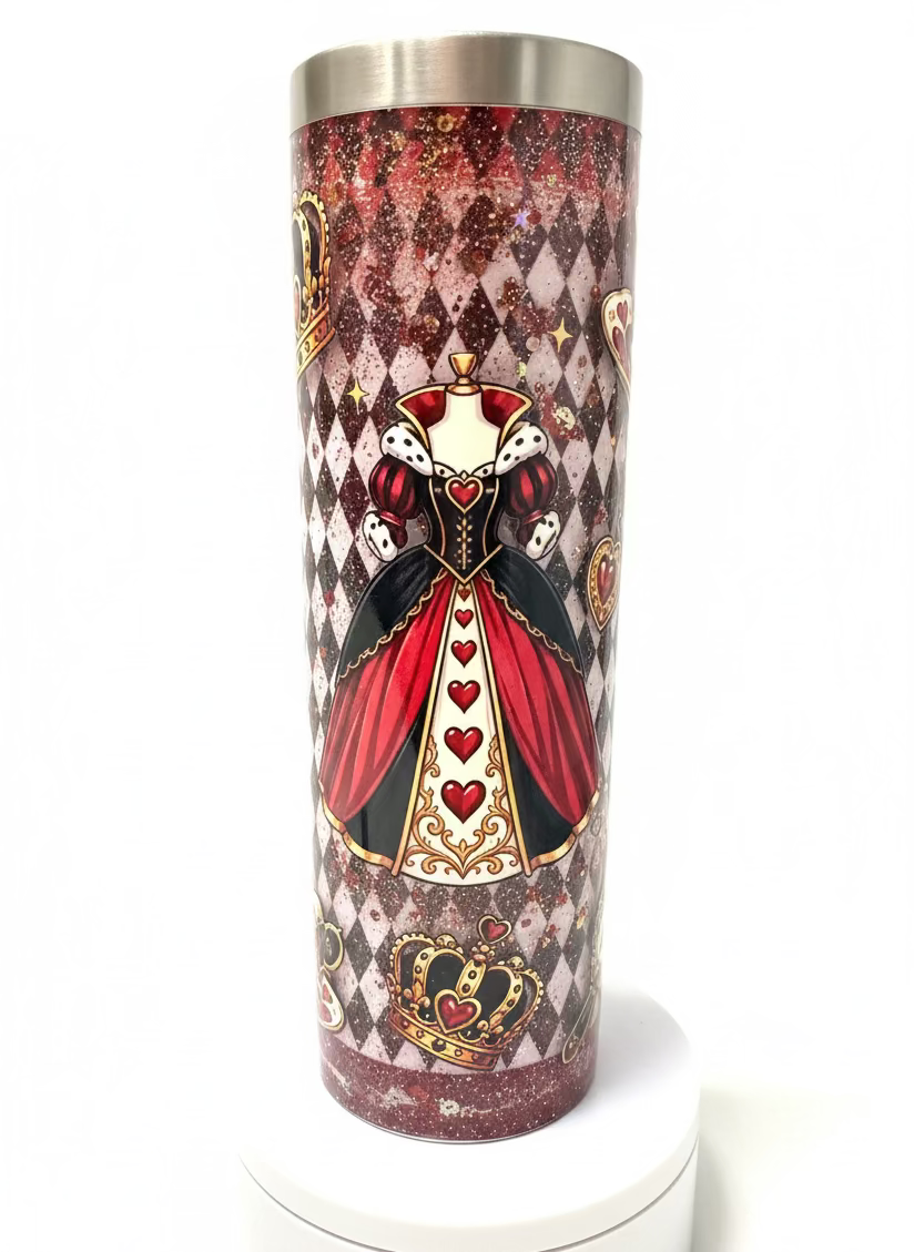 Queen of Hearts Stainless Steel  Snow Globe Tumbler 20oz. / Ready To Ship #12