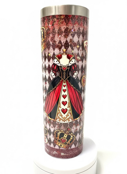 Queen of Hearts Stainless Steel  Snow Globe Tumbler 20oz. / Ready To Ship #12