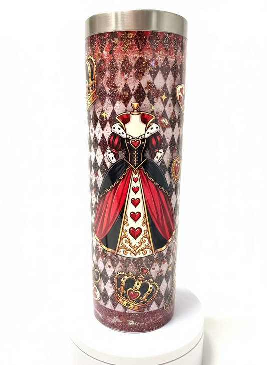Queen of Hearts Stainless Steel  Snow Globe Tumbler 20oz. / Ready To Ship #12