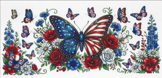 Patriotic Butterfly Tumbler Wrap #387
